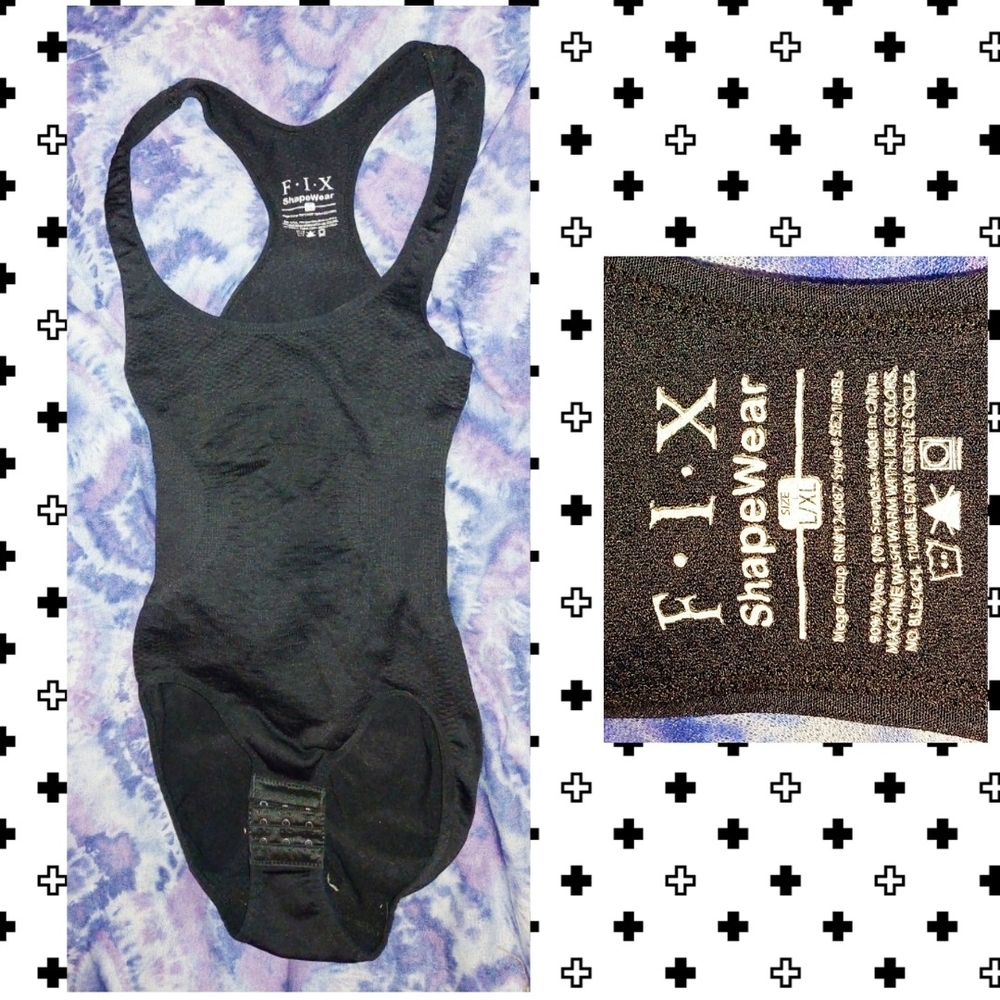 F.I.X. Shapewear brand Black Knit Firm Control Shapewear Tank Bodysuit Sz L/XL